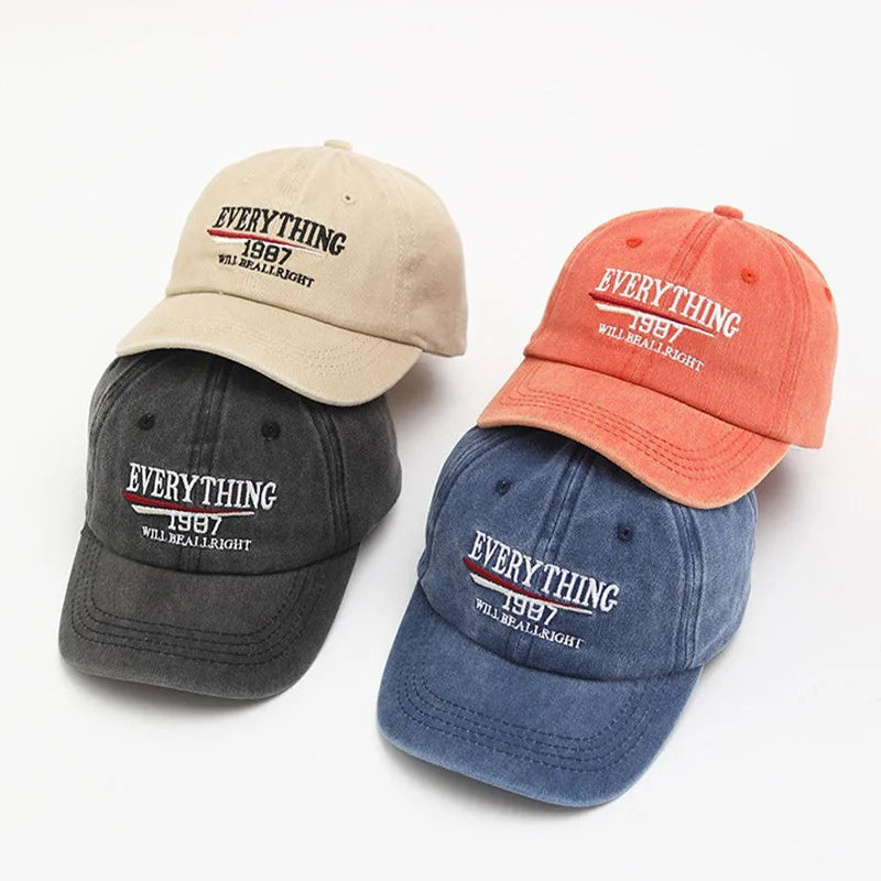 Retro Washed Cotton Children Baseball Hat Fashion Letter Kids Peaked Caps Cotton Solid Color Baby Duck Tongue Cap Boy Girl Visor