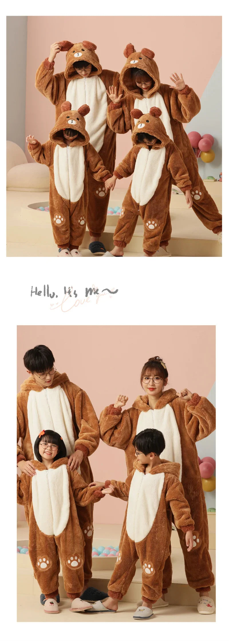 Winter Family Parent-Child Outfit Pijamas Onesie Sleepwear Thicken Pajamas Hoodies Jumpsuits Cartoon Tiger Kawaii Soft Warm