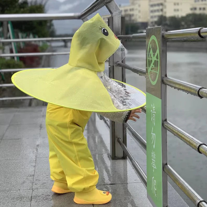 Children Portable Rain Umbrella Hat Foldable Outdoor Fishing Sunshade Waterproof Camping Headwear Kids Rain Hat Umbrella 65-70cm