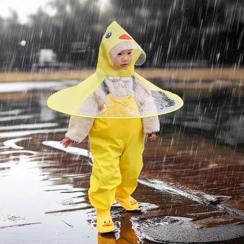 Children Portable Rain Umbrella Hat Foldable Outdoor Fishing Sunshade Waterproof Camping Headwear Kids Rain Hat Umbrella 65-70cm