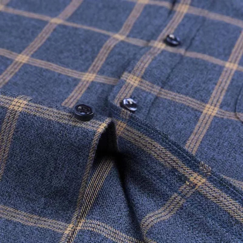 Pure Cotton Men's Plaid Shirt Long Sleeve Regular Fit Men Casual Oversized Shirt Leisure Autumn Spring Male Blouse New Plus Size