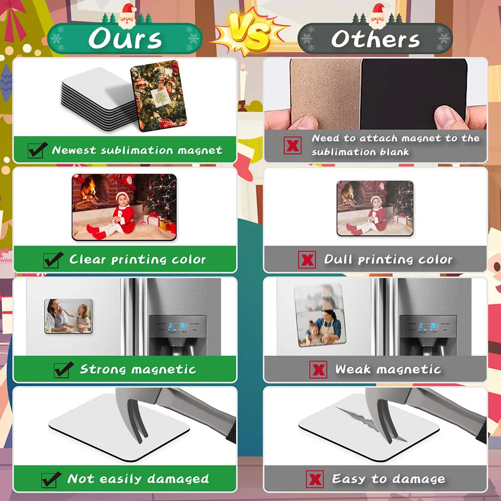 D&D 10pcs 7.5*5.5cm Sublimation Magnet Blanks Sublimation Blank Fridge Magnets Personalized for DIY Kitchen Office Decorative