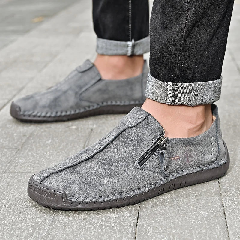 Comfortable Leather Men Shoes Casual Slip On Men Loafers Qlity Split Leather Shoes Men Flats Hot Sale Moccasins Shoes Plus Size