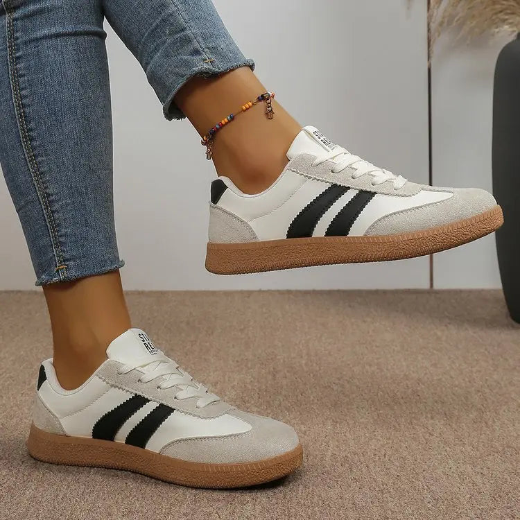 Lightweight Comfortable Sneakers for Women Fashion Striped Lace Up Sports Shoes Woman Casual Breathable Green Sneakers Plus Size