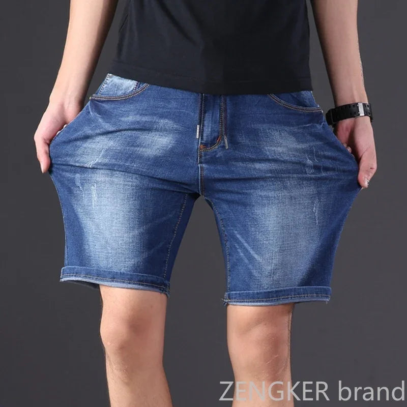 Extra large size men's denim shorts oversized men's elastic waist knee length summer loose shorts men plus size 9XL 8XL 7XL 6XL