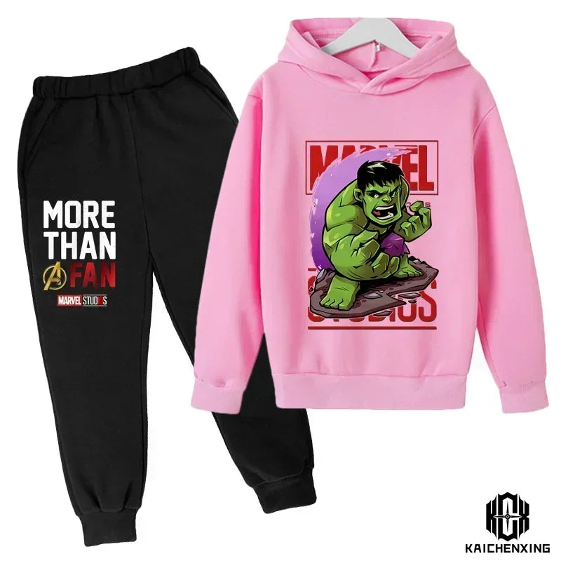 Hulk Hoodies Kids Tracksuits Boy Girl Spring Autumn Winter Sweatshirt Clothes Set Marvel- Super Heros Hooded Pants Suit Children