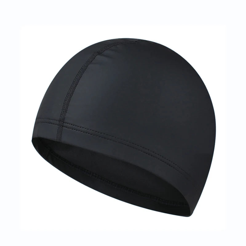PU Fabric Swimming Cap Men Women Waterproof Swim Pool Hat Water Sport Protect Ears Long Hair Bathing Caps Plus Size for Adults