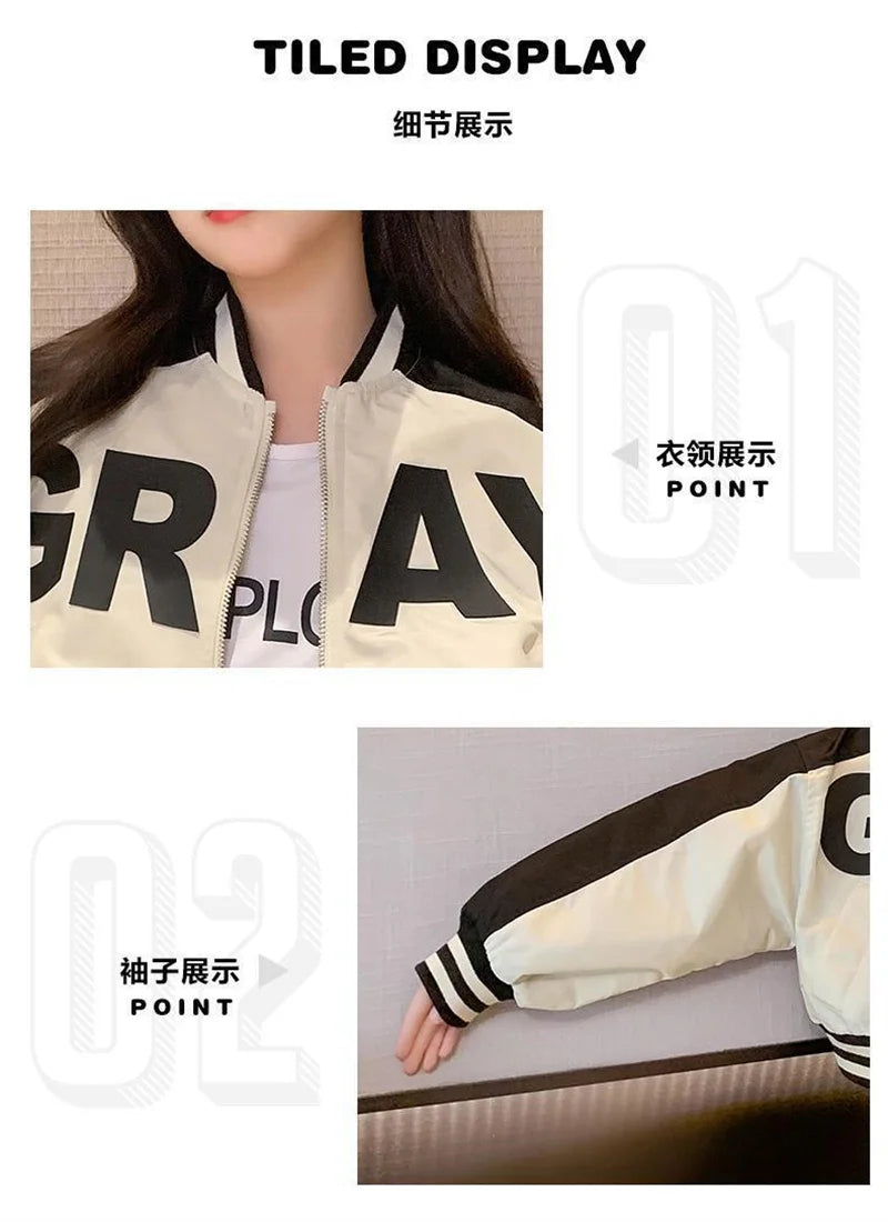 Girls Fashion Jacket 2024 New Teen Spring Autumn Coats Kids Letter Zipper Trends Windbreaker 4-14 Years Children Casual Clothing