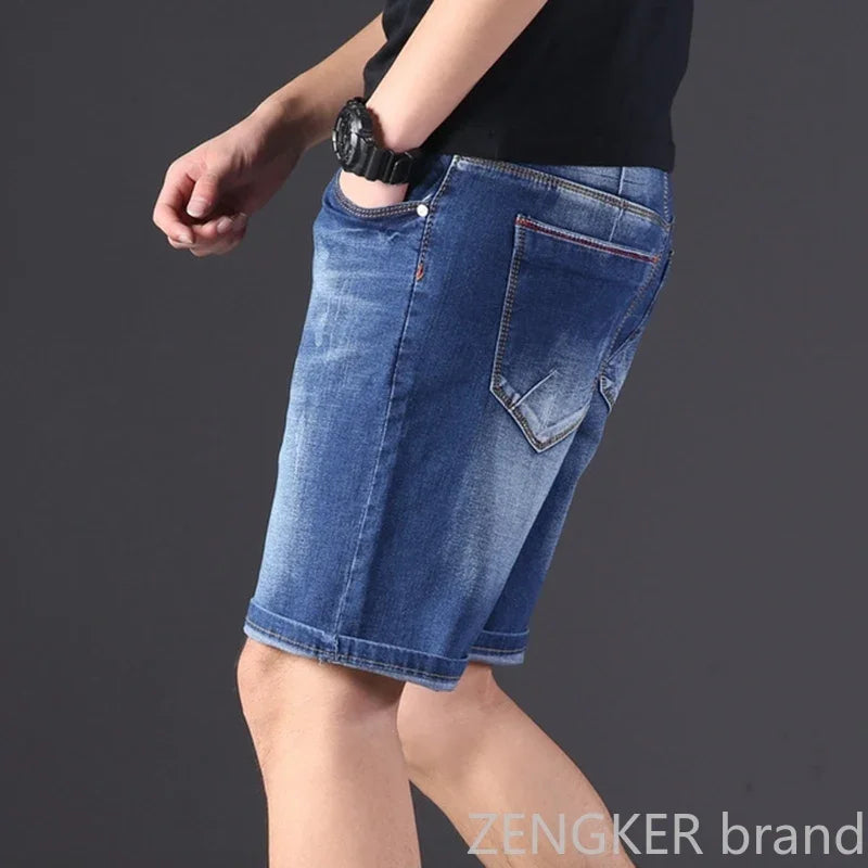 Extra large size men's denim shorts oversized men's elastic waist knee length summer loose shorts men plus size 9XL 8XL 7XL 6XL