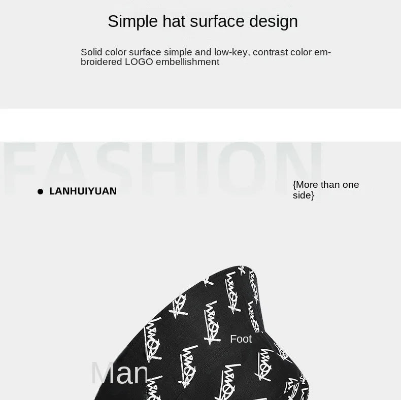 Big Head Letter Bucket Hat for Men Women XL Large Hip Hop Cap Fisherman Hat Summer Sun Hat Plus Size Panama