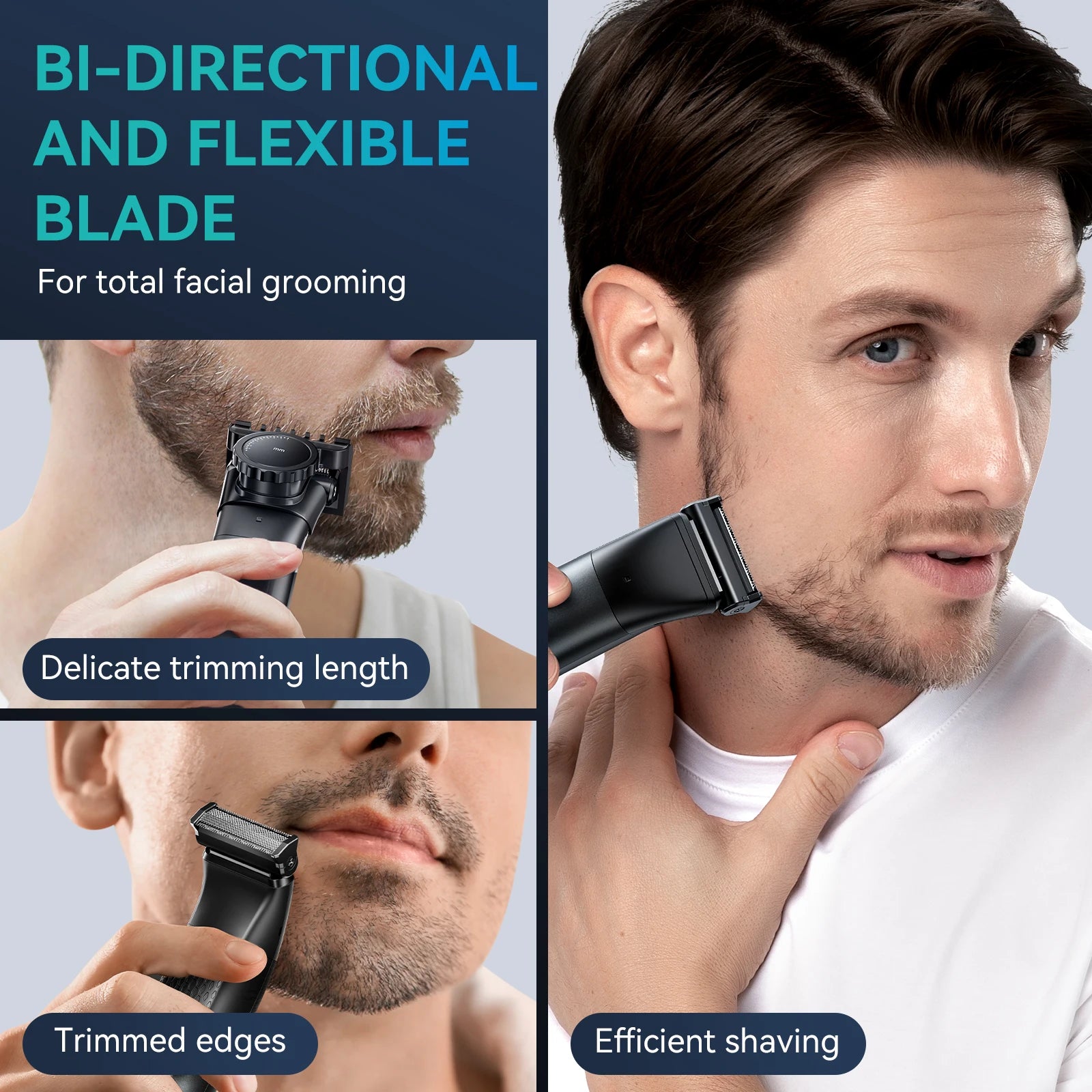 KENSEN S15 Electric Tirmmer for Men Dual-sided Blade IPX6 Waterproof Body Hair Razor Beard Trimmer 2 in 1 Trimmers for Barber