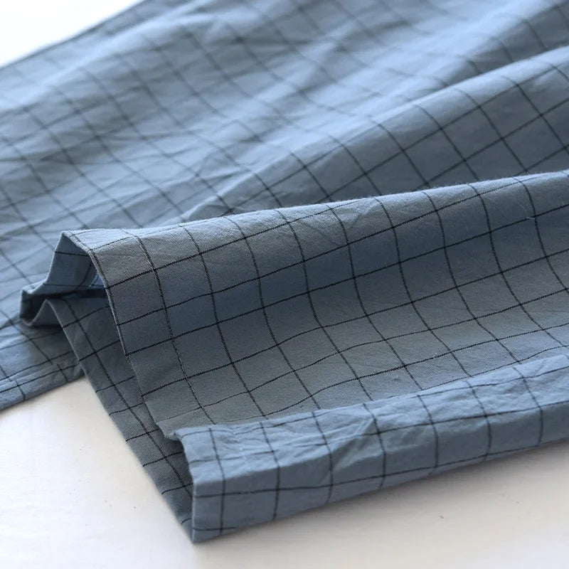 Men Pajama Pants Plaid Design Cotton Pajamas Long Trouser for Spring and Summer Thin Style Loose-Fitting Plus Size Men Pants