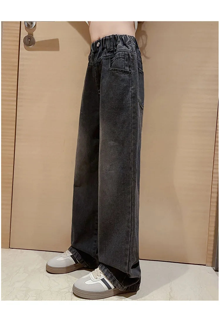 Children Winter Insulated Jeans for Girl Warm and Thick Thermal Denim Pants Teen Kids Fashion Fleece-Lined Street Trousers