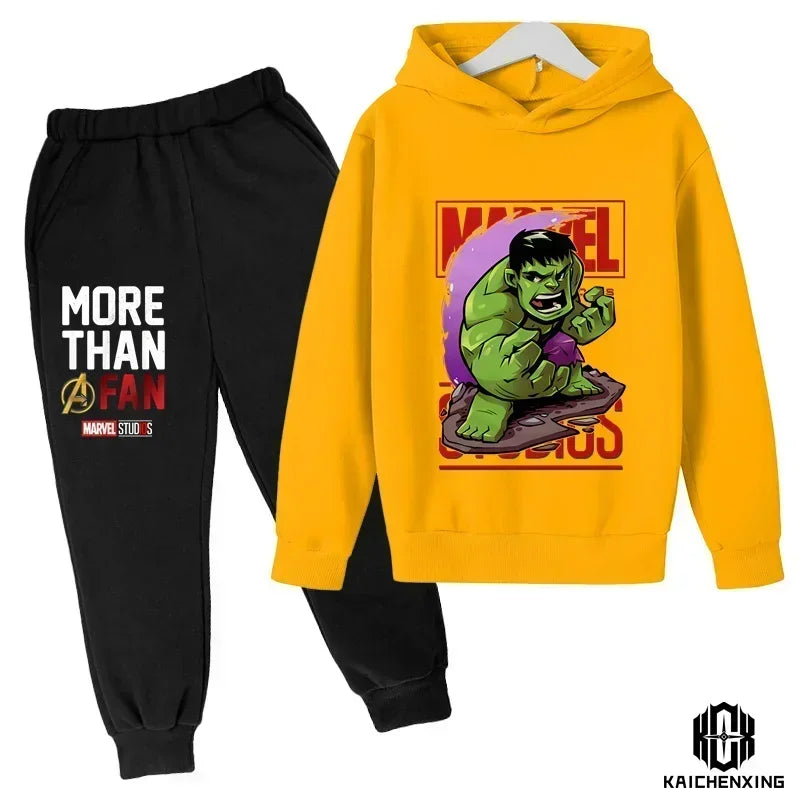 Hulk Hoodies Kids Tracksuits Boy Girl Spring Autumn Winter Sweatshirt Clothes Set Marvel- Super Heros Hooded Pants Suit Children